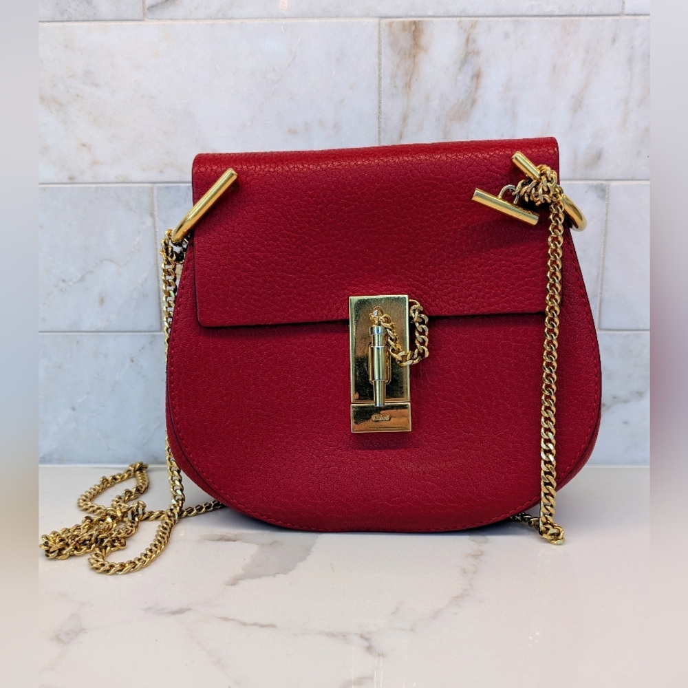 Chloe Drew Red Leather Crossbody Bag